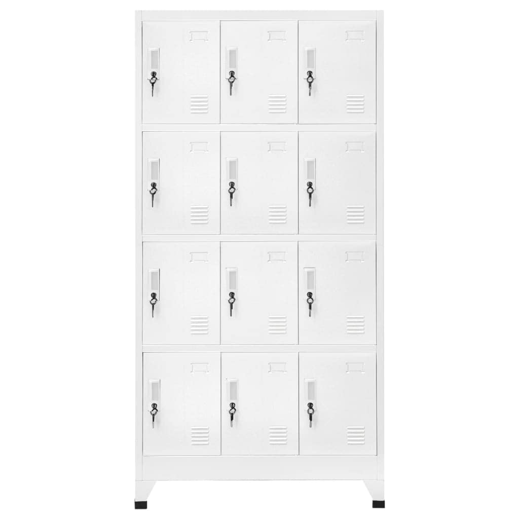 vidaXL Umkleideschrank mit 12 Fächern Lüftungsöffnungen Schließfachschrank Stahlschrank Schrank Wertfachschrank 90x45x180cm Grau Stahl