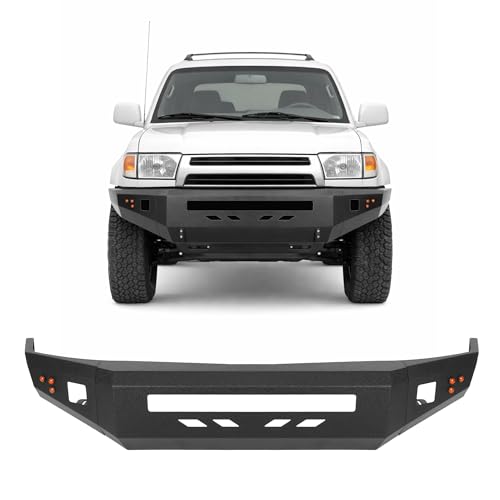 ALMULOO Front Bumper Assembly Compatible with 1996-2002 Toyota 4Runner Third Gen w/Light Holes & Flush Mount Amber LED Turn Signal Lights