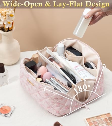 Image of Travel Makeup Bag, Large Capacity Puffy Toiletry & Cosmetic Bag for Women