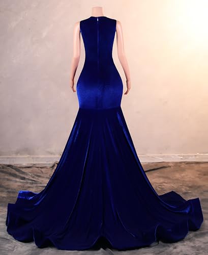 Velvet Prom Dresses Beaded Applique Sleeveless Celebrity Pageant Split Mermaid Evening Gala Gown2