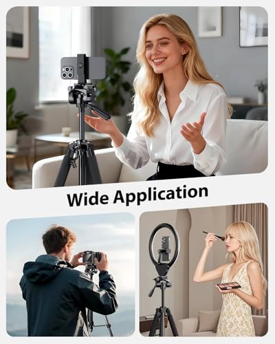 UBeesize 67” Camera Tripod with Travel Bag, Cell Phone Tripod with Bluetooth Remote and Phone Holder, Compatible with All Cameras, Cell Phones, Projector, Webcam, Spotting Scopes