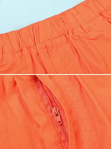 Boys' Pull on Cargo Pants Elastic Waist Casual Cotton Uniform Multi-Pockets Trousers Orange Tag 130CM-6-7 Years2