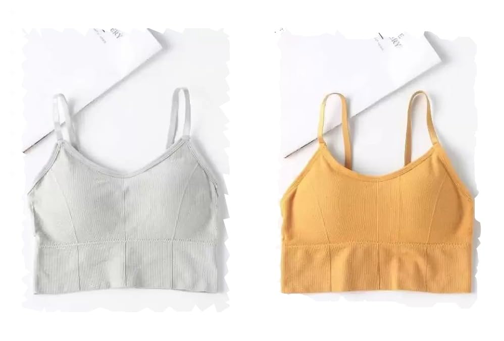 Acnos Cotton Pack of 2 Women Sports Lightly Padded Bra Combo (Free Size Fit Up To 28-30-32-34)