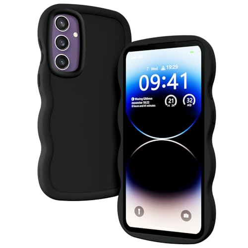 XINYEXIN Coque pour Samsung Galaxy A16 5G/4G, Étui Housse Vague Cadre Forme Bouclée Mignon Liquide Silicone Antichoc - Le Noir
