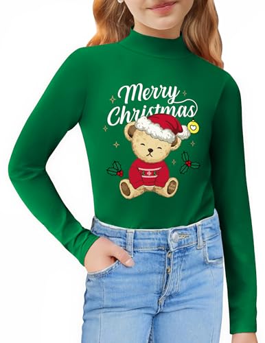 Image of Arshiner Girls Long Sleeve Mock Turtleneck Shirts Slim Fit Base Layer Top
