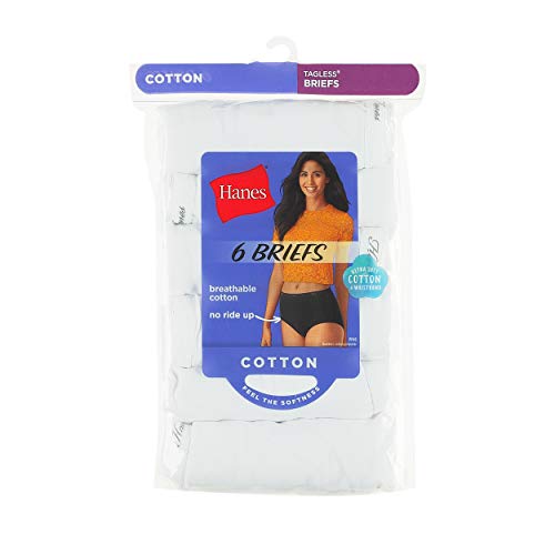 Image of Hanes Women's Cotton Briefs 6 Pack - White, Size 6
