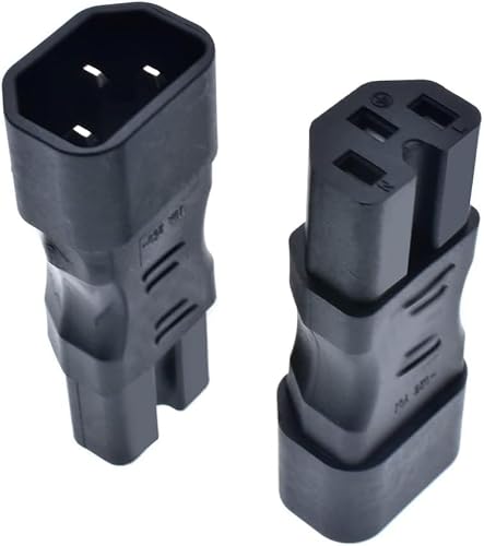 Toptekits C14 to C15 Power Converters Adapter, IEC 320 C14 Male to C15 Kettle Plug Female Electrical adapters, IEC 3Pole Male to Female Straight AC Converter (C14 to C15 Adapter)