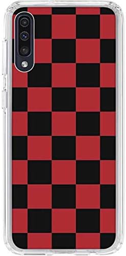 Skinit Clear Phone Case Compatible with Galaxy A50 - Red and Black Checkerboard Design