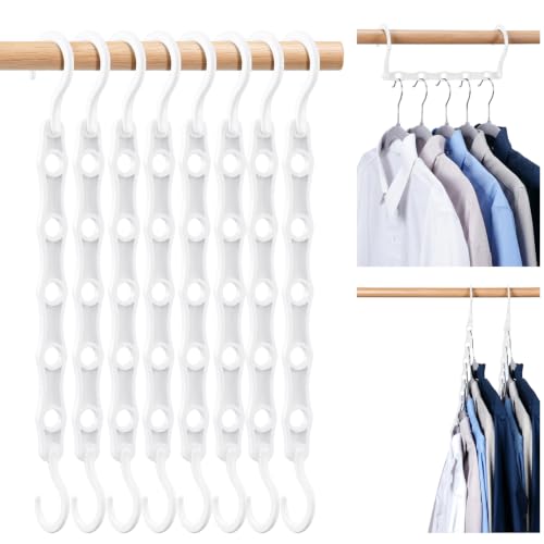 HOUSE DAY Closet Organizers and Storage, 16 Pack, Space Saving Hangers White, Closet Organizer Space Saver 80%, Sturdy Plastic Magic Hangers for All Types of Clothes, College Dorm Room Essentials