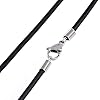 DonDon Mens Leather Necklace 19.7" 50 cm with Stainless Steel Pendant Silver Wolf Tooth #1