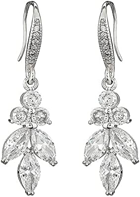 18K Gold Plated Cubic Zirconia Drop Earrings for Women – Statement Elegant Leaf-Shaped Dangle Earrings for Weddings, Parties & Gifts