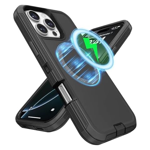 Jelanry for iPhone 16 Pro Max Case, Compatible with MagSafe & Heavy Duty Shockproof Rugged Dual-Layer Protection w/Port Anti Dust Scratch Armor Back Cover Case for iPhone 16 Pro Max 5G 6.9 inch Black Cover