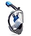 WildHorn Outfitters Seaview 180 Degree Panoramic Snorkel Mask- Full Face Design,Panoramic Navy Blue/Gray,Large/Extra Large