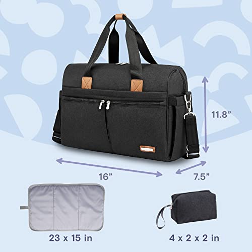 Ruvalino Diaper Bag Tote, Hospital Bag Large Travel Weekender Diaper Changing Messenger For Mom And Dad (Black) #TOP5