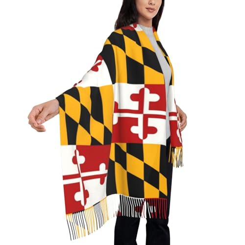 GDUUASB Cute Maryland Flag Scarf Shawls For Women Winter Warm Fashion Scarves Large Maryland Patriotic Shawls and Wraps