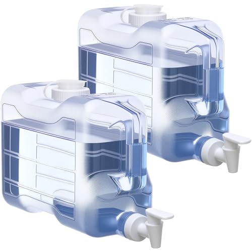 Funnymoom 2 Pack 1.5 Gallon Fridge Water Dispensers Bottle with Leak-proof Spigot and Convenient Handle Plastic Cold Juice Beverage Dispenser Jug for Party Refrigerator Drink Juice Iced Tea