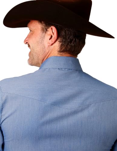 MENS LONG SLEEVE SNAP CROSSHATCH SQUARES TONE ON TONE WESTERN SHIRT2