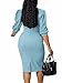 ZVO Blue Elegant Church Dress for Women 3/4 Sleeve Pencil Dress Fashion Crew Neck Midi Dress High Waist Office Work Outfits