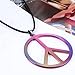 Tatuo 1 Piece Metal Peace Sign Pendant 1960s 1970s Hippie Party Accessories Necklace (Rainbow Color)