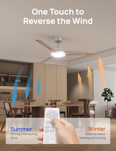 Image of DREO Ceiling Fans with Lights and Remote, 52'' Grey Ceiling Fan, 5CCT, 6-Level Dimmable, 6 Speeds, Quick-install, Quiet Reversible DC Motor, 1-4-8H Timer, Bedroom Ceiling Fan