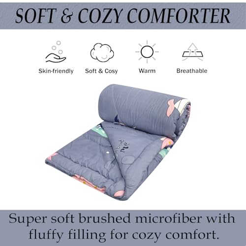 Image of MORADO Glace Cotton AC Comforter /Blanket /Quilt for Double Bed | Ultra Soft & Lightweight | All Season Reversible Comforter | Cozy Bedding for Home & Hotel | Size 90x100 Inches,Fish & Grey,Double