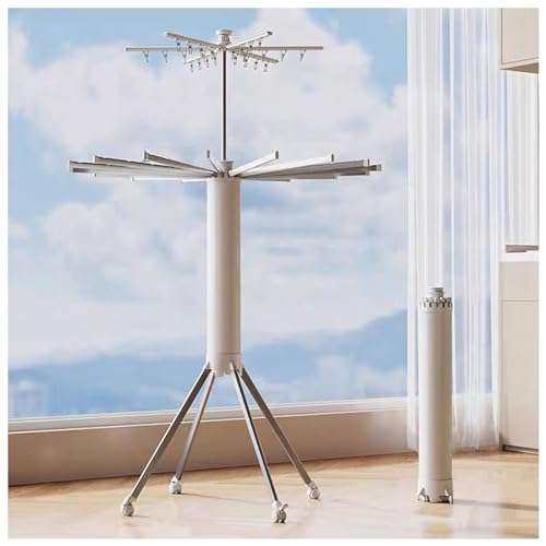 洗濯物干し 室内物干し 折り畳み式 パラソル型 省スペース 大容量 四本足 パラソル物干し たくさん干せる 伸縮 キャスター付き コンパクト 物干し台 衣類ラック 洗濯 旅行 室内屋外用 物干しスタンドタオル 美容院 理容院 二層+アルミポール+アルミ脚+