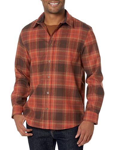 Pendleton Men's Long Sleeve Classic-fit Lodge Shirt, Brown Plaid, MD