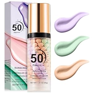 3 in 1 Color Correcting Serum, SPF Primer for Face Before Makeup, Sunscreen One Step Color Corector Primer,SPF 50 PA+++ Isolation Cream,Color Correcting Facial Serum Oil Control & Moisturizing