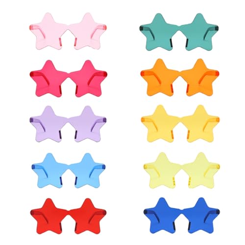 10 Pack Star Sunglasses Colorful Rimless Transparent fun sunglasses for Party Costumes Cosplay