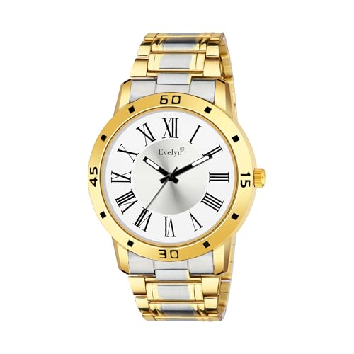 Image of Evelyn Men's Watch, Two-Tone Gold and Silver Analog Watch, Roman Numerals, Metal Band Eve ST 22