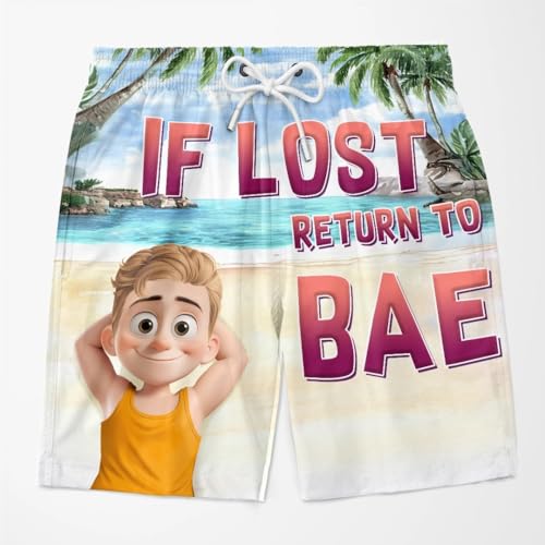 DOPTIKA Personalized Couple Beach Shorts, Custom Funny Swim Trunks, Summer Vacation Gifts, Birthday Gift for Husband Wife4