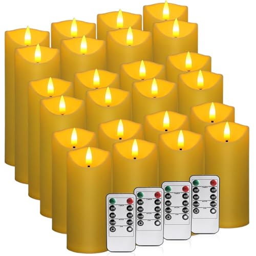 Image of 24 Pack Flameless LED Pillar Candles with Remote - Battery Operated Ivory Candles, Waterproof, 3 Sizes for Wedding Centerpieces, Christmas Decor, Home Party, Tabletop Lighting