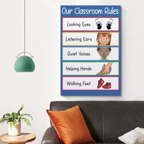 ZHAOYZZY Preschool Classroom Rules Poster Classroom Posters Painting Canvas Wall Posters Art Picture Print Modern Family Decor Posters 12x18inch(30x45cm)