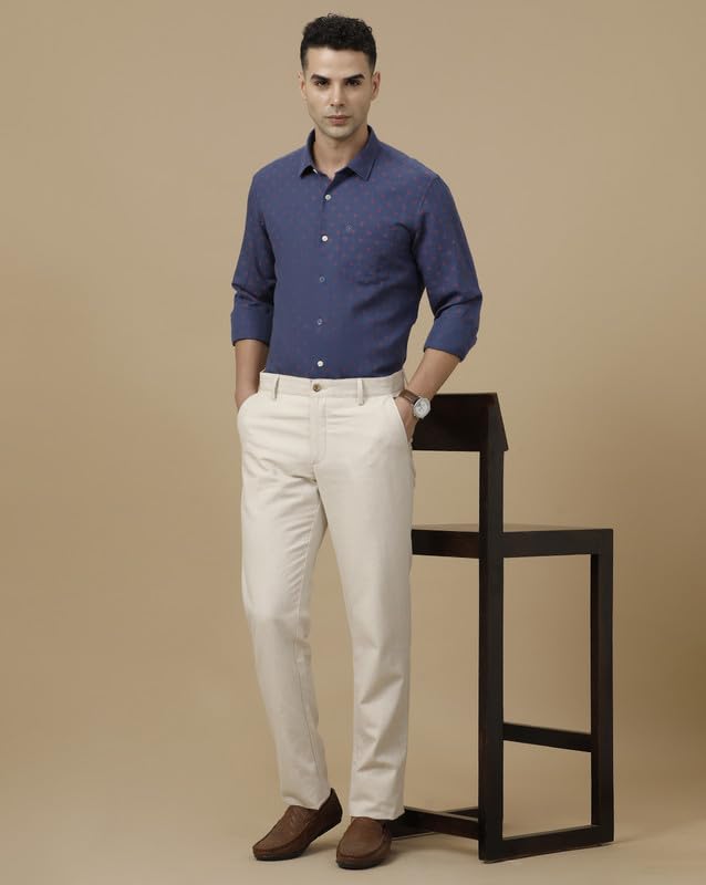 Image of Linen Club Men's Linen Rich Printed Contemporary Fit Full Sleeve Casual Shirt