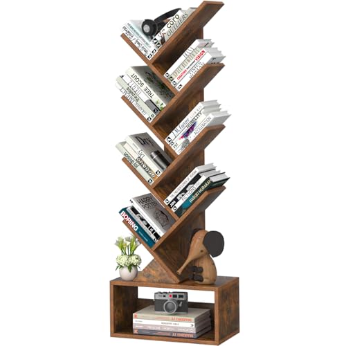 SHEEPAM 9-Tier Tree Bookshelf Floor Standing Narrow Space Storage Bookcase - image 1