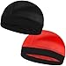 2PCS Silky Stocking Wave Caps for Men, Doo Rags Compression Cap for 360, 540, 720 Waves, Ideal Gifts for Christmas (Red+Black)