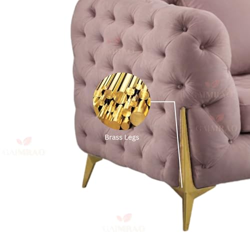 Image of 4 Seater Sofa Set Modern Classic Chesterfield Style Sofa Set with Pillows for Living Room, Bedroom and Office and Hallway Colour (3+1+OTTO Pink FC)