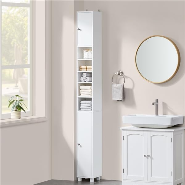 Yaheetech Badezimmerschrank, Badschrank, hoch, schmaler Aufbewahrungsschran