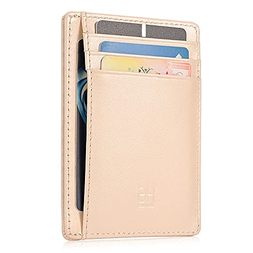 Image of GH GOLD HORSE Slim RFID Blocking Card Holder Minimalist Leather Front Pocket Wallet for Women | Slim