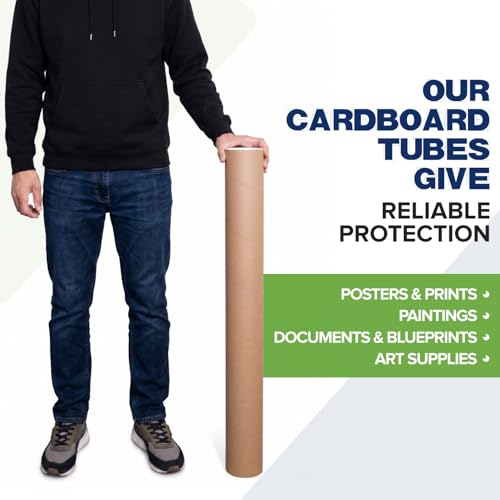 4" x 36" Reinforced Kraft Paper Mailing Tube, Pack of 1 Tube with 2 Caps – Secure USPS Approved Poster Tube – Made in USA Cardboard Tube for Shipping and Storing Posters, Prints, Artwork, or Documents by Paclord - Image 7