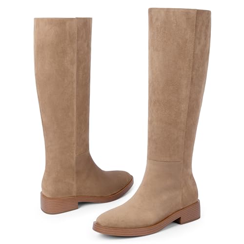 Image of Modatope Knee High Boots Women Round Toe Chunky Heel Fall Boots