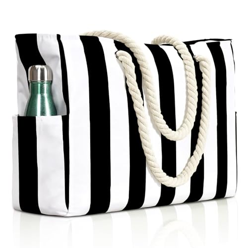 NCKIHRKK Borsa da Spiaggia per Donna, Borsa Mare Grande XXL Famiglia con Cerniera Tasca Interna,...