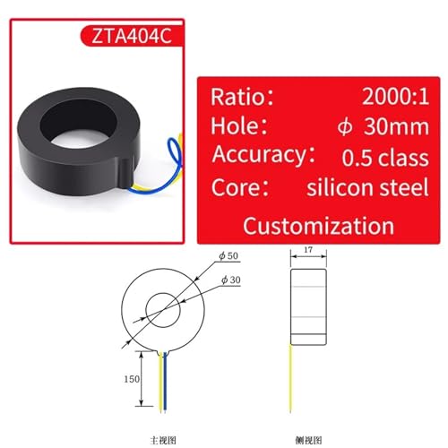 Transformador de corriente ZTA404C 200A 100mA con bobina de CA de 30 mm 2