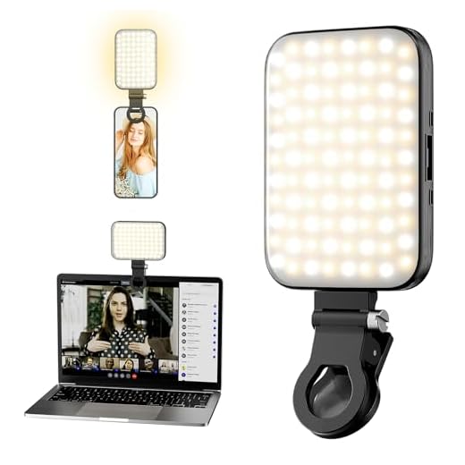 Selfie Light – Rechargeable Phone Light Clip with Digital Display, 3 Light Modes & 10 Brightness Levels for TikTok, Vlog, Makeup, Zoom