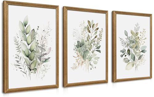 WRFON Framed Sage Green Botanical Wall Art Set of 3,