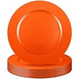 Tanlade 13 Inch Charger Plates Bulk Round Wedding Chargers Plastic Plate Chargers Dinner Charger Plates for Table Setting Wedding Party Decoration (Orange,12 Pcs)