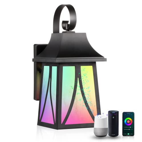 CLOUDY BAY Outdoor Smart WiFi Wall Lantern,RGBCW Color Changing Porch Light,Compatible with Alexa and Google Home Assistant,No Hub Required, CLOUDY BAY Outdoor Smart WiFi Wall Lantern,RGBCW Color Changing Porch Light,Compatible with Alexa and Google Home Assistant,No Hub Required,