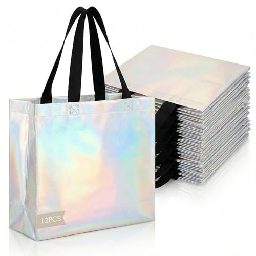 Huichuan 12 Pack Iridescent Gift Bags
