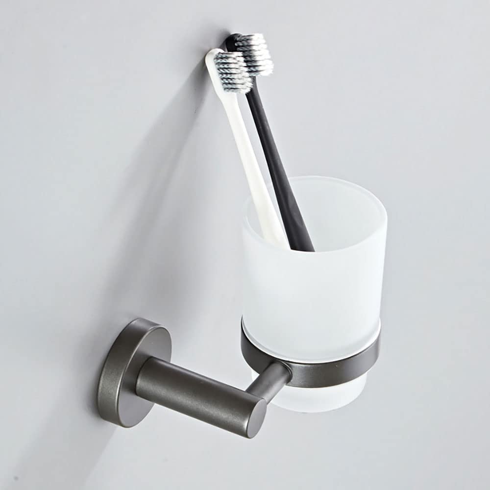 Portaspazzolini da Denti Portaspazzolino Parete con Bicchiere in Vetro Smerigliato, for spazzolino Una Sola Tazza, collutorio