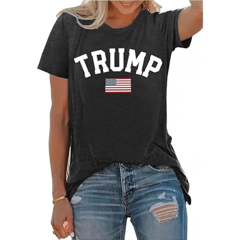 Flag Shirt for Women Presidential Support T-Shirts Tops USA Flag Short Sleeve Blouse Tees Cover